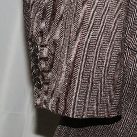 Anderson & Sheppard Savile Row Bespoke Brown Herringbone Sport Coat 42R - Picture 8 of 16